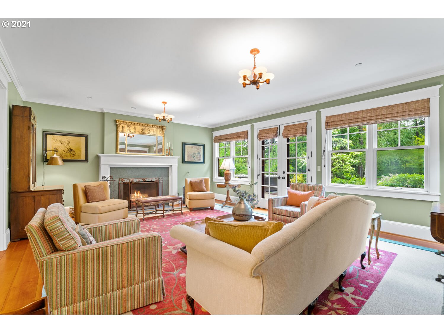 1925 South Military Road Portland, OR 97219 - Photo 8 of 32 a living room with fireplace furniture and a large window