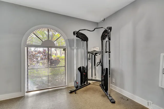 a view of a room with gym equipment