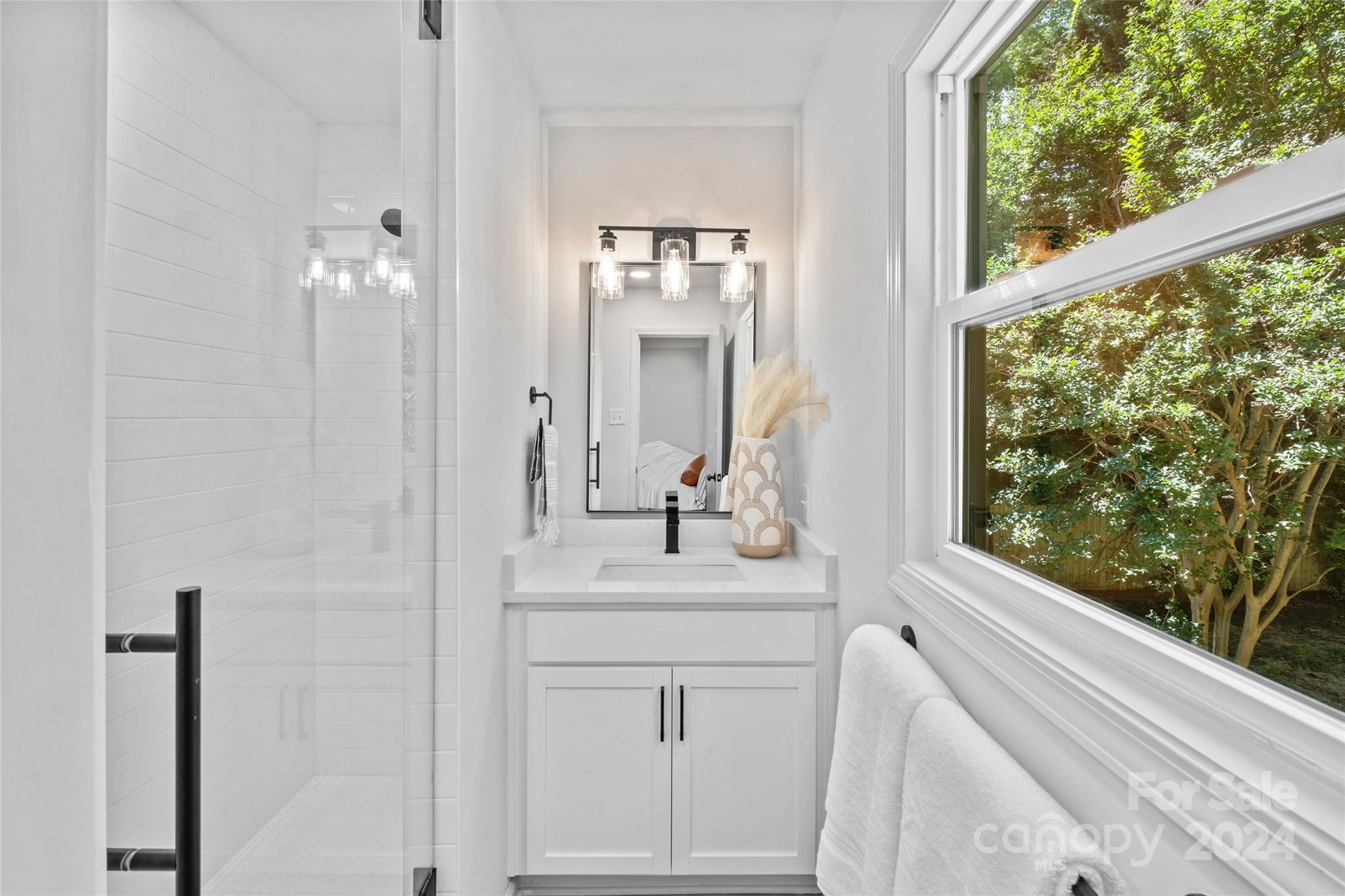 5807 Ruth Drive Charlotte, NC 28215 - Photo 20 of 41 a bathroom with a sink vanity and a mirror