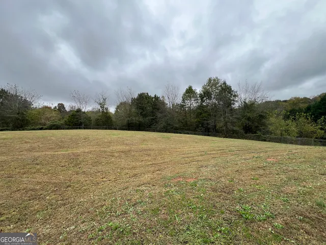 a view of open space with lots of trees in the background