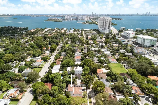 a view of a lake with a city