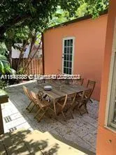 a view of backyard with outdoor seating