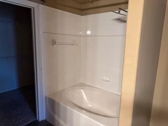a bathroom with a bathtub