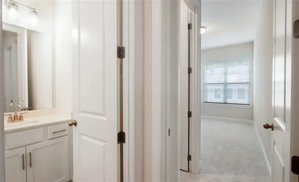 a view of a room with racks on the wall