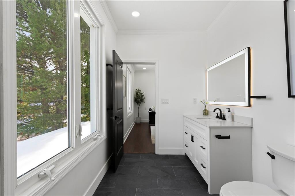 1105 Portland Street Pittsburgh, PA 15206 - Photo 25 of 48 a bathroom with a sink mirror and a toilet