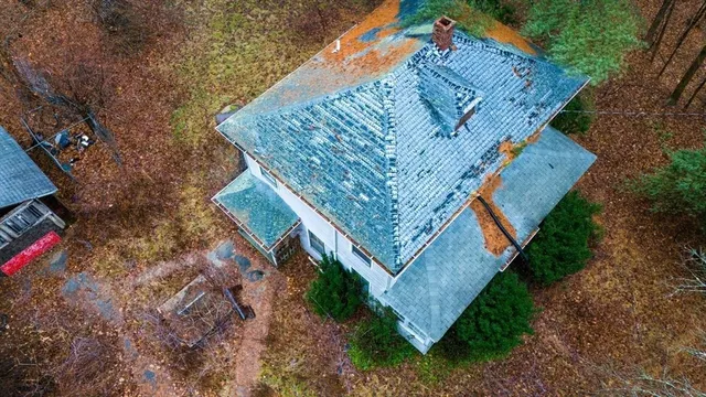an aerial view of a house