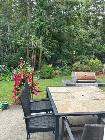 a view of a chairs and table in the patio