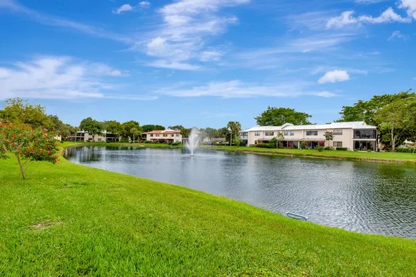 a view of a lake with houses