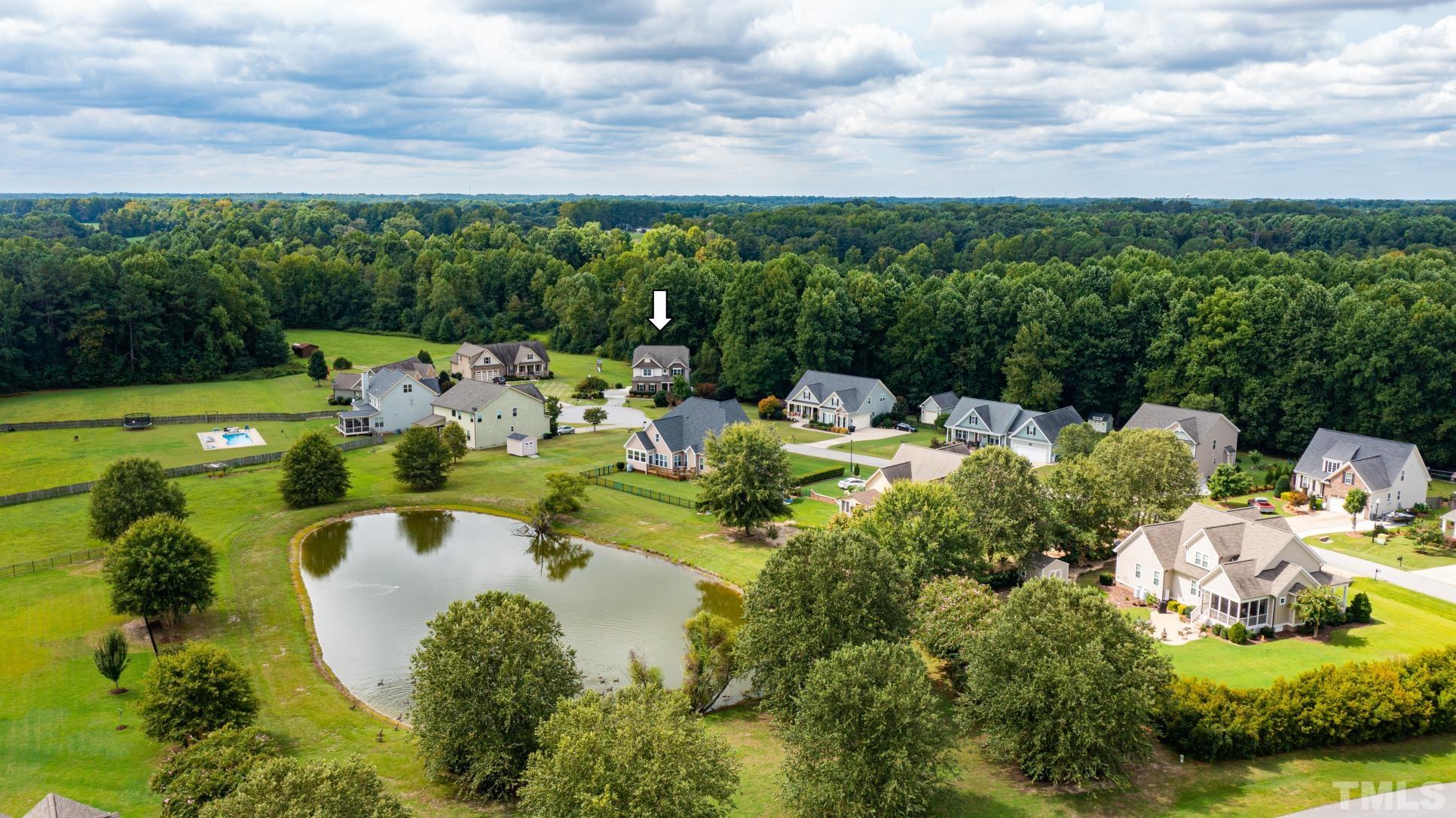 8340 Yellow Aster Court Willow Spring, NC 27592 - Photo 33 of 35 a view of a lake with couches and city view