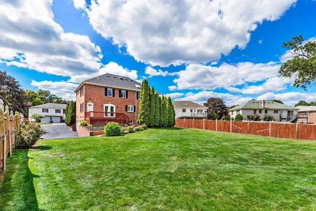 a view of a big yard next to a building