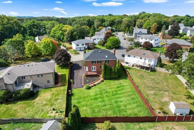 an aerial view of a house