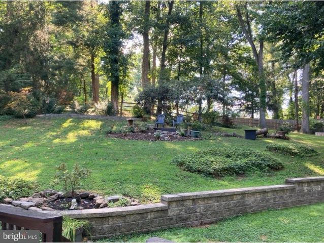 a view of a backyard with sitting area