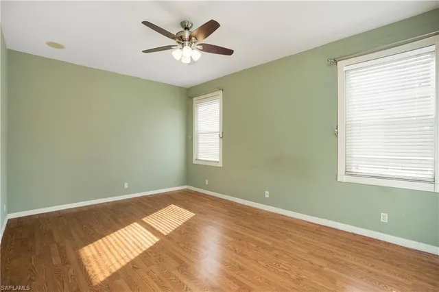 a view of a room with a large window