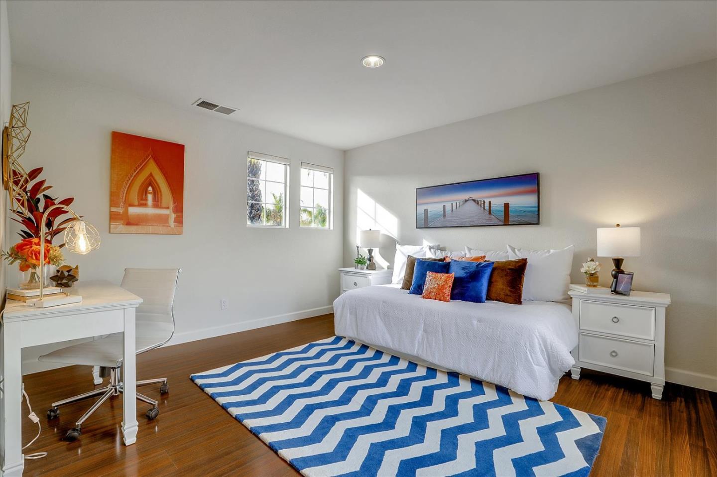 5803 Killarney Circle San Jose, CA 95138 - Photo 31 of 57 a bedroom with a bed and a fireplace