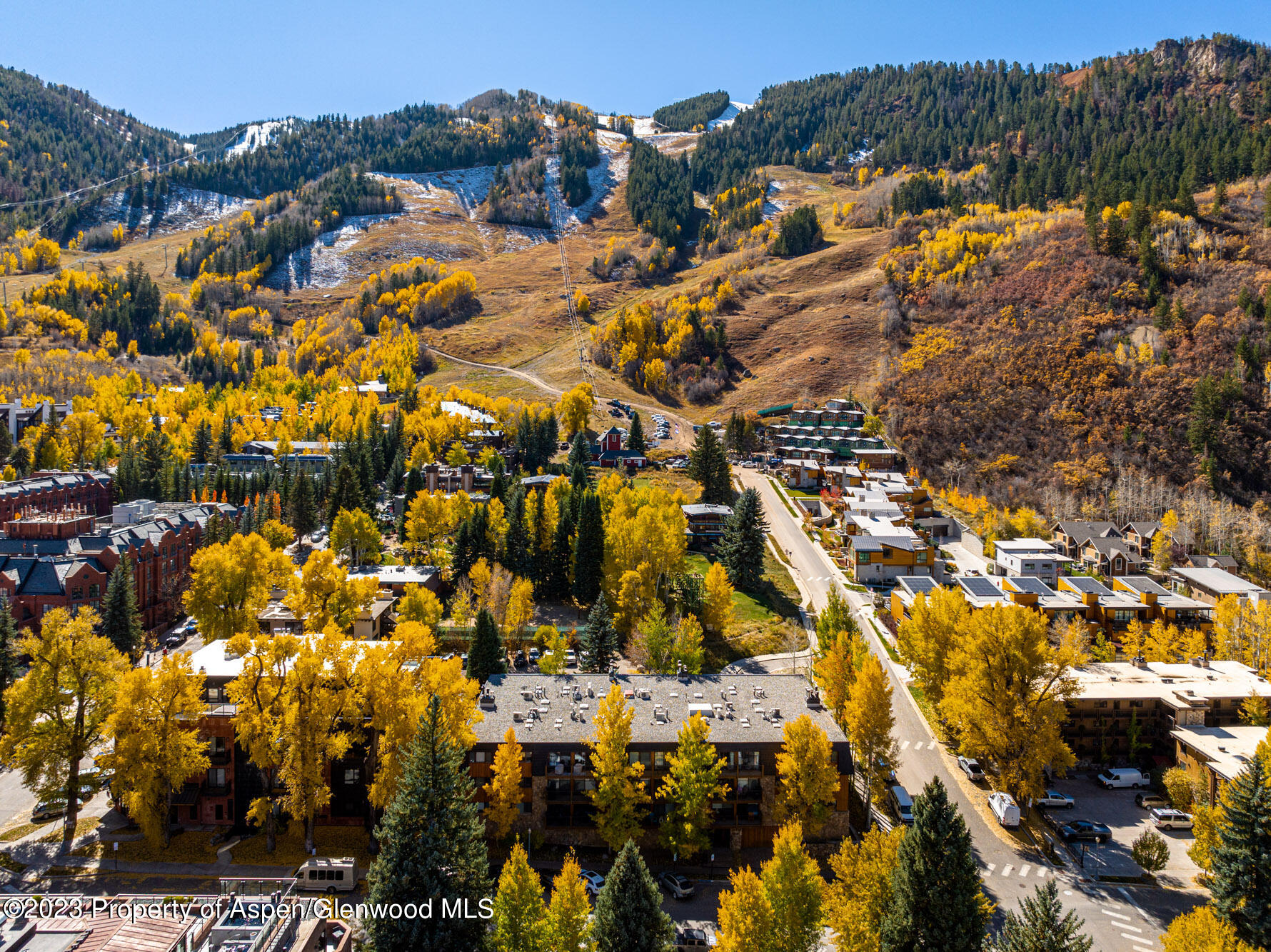 205 East Durant Avenue, Unit 3J Aspen, CO 81611 - Photo 16 of 18 an aerial view of residential houses with outdoor space