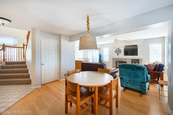 a street with a building and a street sign