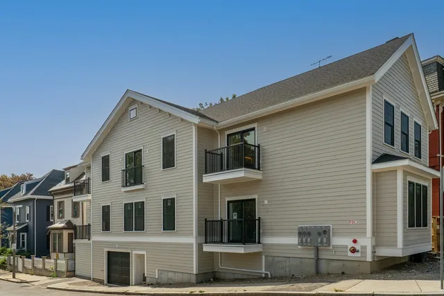 a view of a large white building