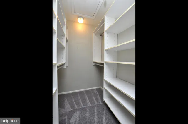 a view of an empty walk in closet