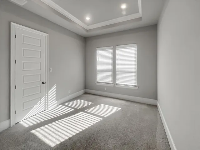 a view of a room with windows