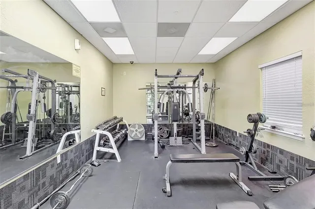 a view of a room with gym equipment