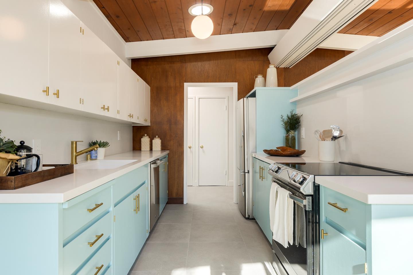 2 Roosevelt Circle Palo Alto, CA 94306 - Photo 18 of 42 a kitchen with stainless steel appliances granite countertop a sink and cabinets
