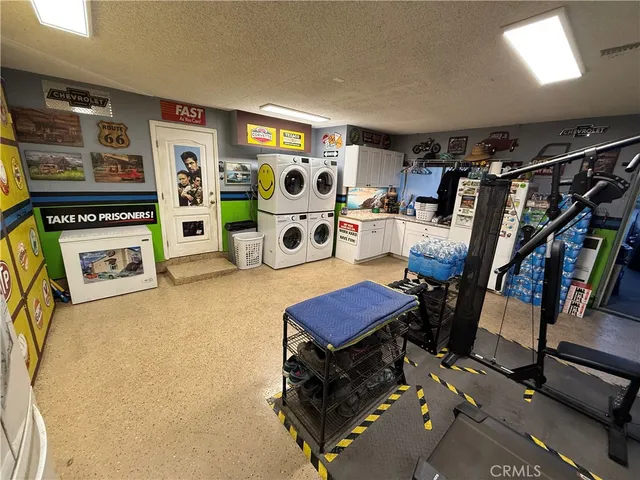 a view of a hallway with a large window