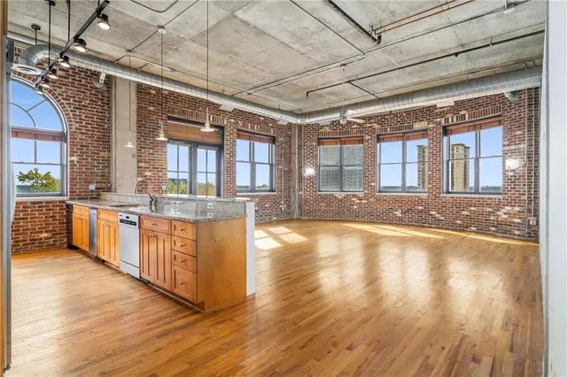 a view of a brick wall