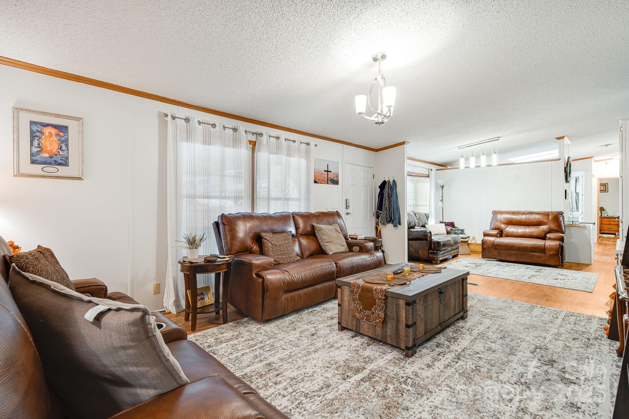 52 Rocky Cove Road Candler, NC 28715 - Photo 3 of 17 a living room with furniture and a chandelier