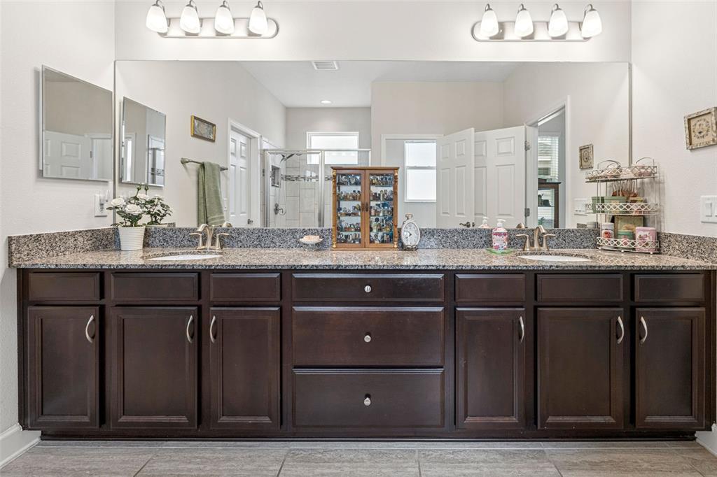 1237 Windy Bay Shoal Tarpon Springs, FL 34689 - Photo 24 of 44 a bathroom with a sink vanity granite and a mirror