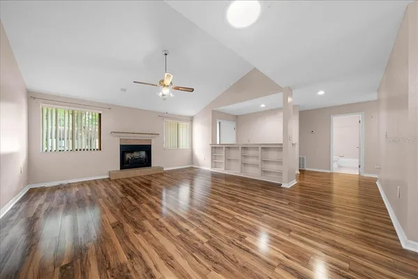 a view of a livingroom with a fireplace