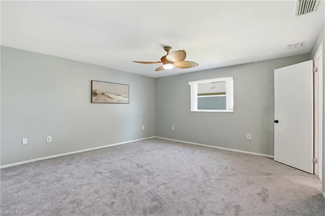 a view of a room with a window