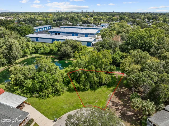 a view of a yard with a garden