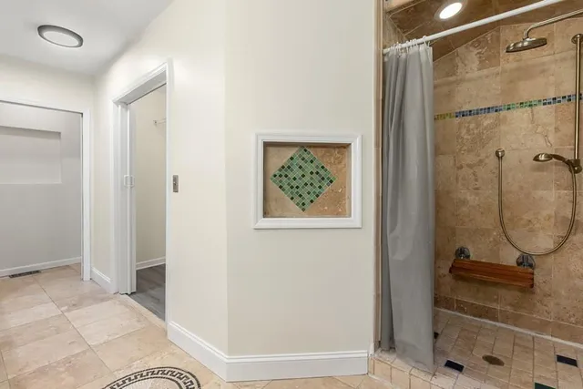 a bathroom with a shower