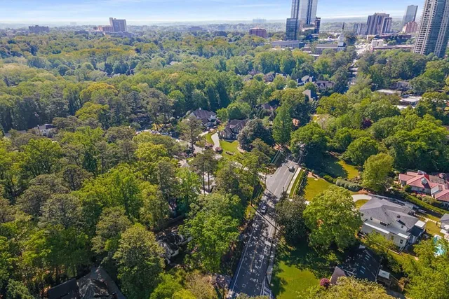 an aerial view of multiple house