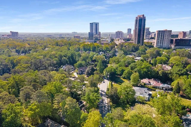 a view of a city with tall buildings