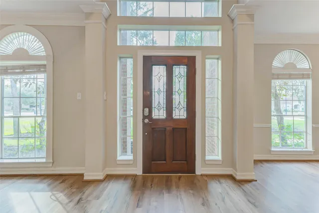 a view of a building with a yard