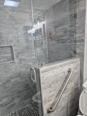 a bathroom with a shower