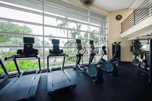 a view of a room with gym equipment