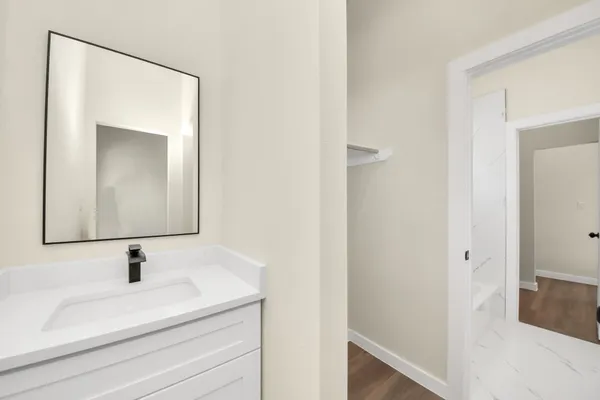 a bathroom with a bathtub