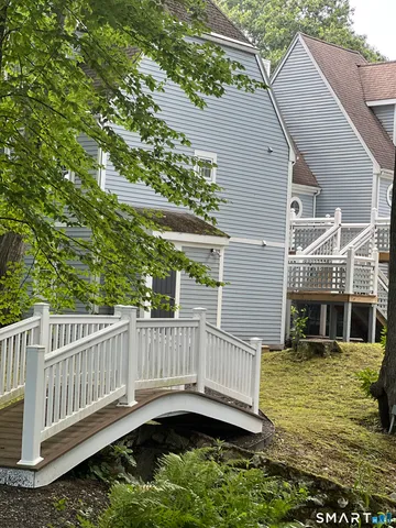 a front view of a house with patio