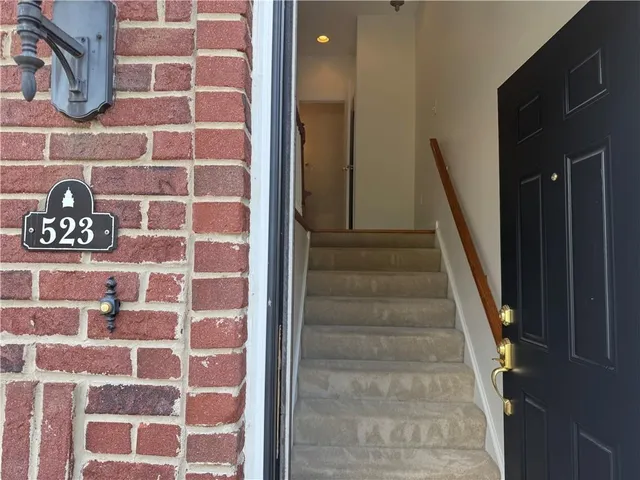 a view of an outdoor space with a door