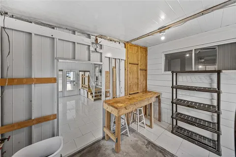 a dining room with furniture