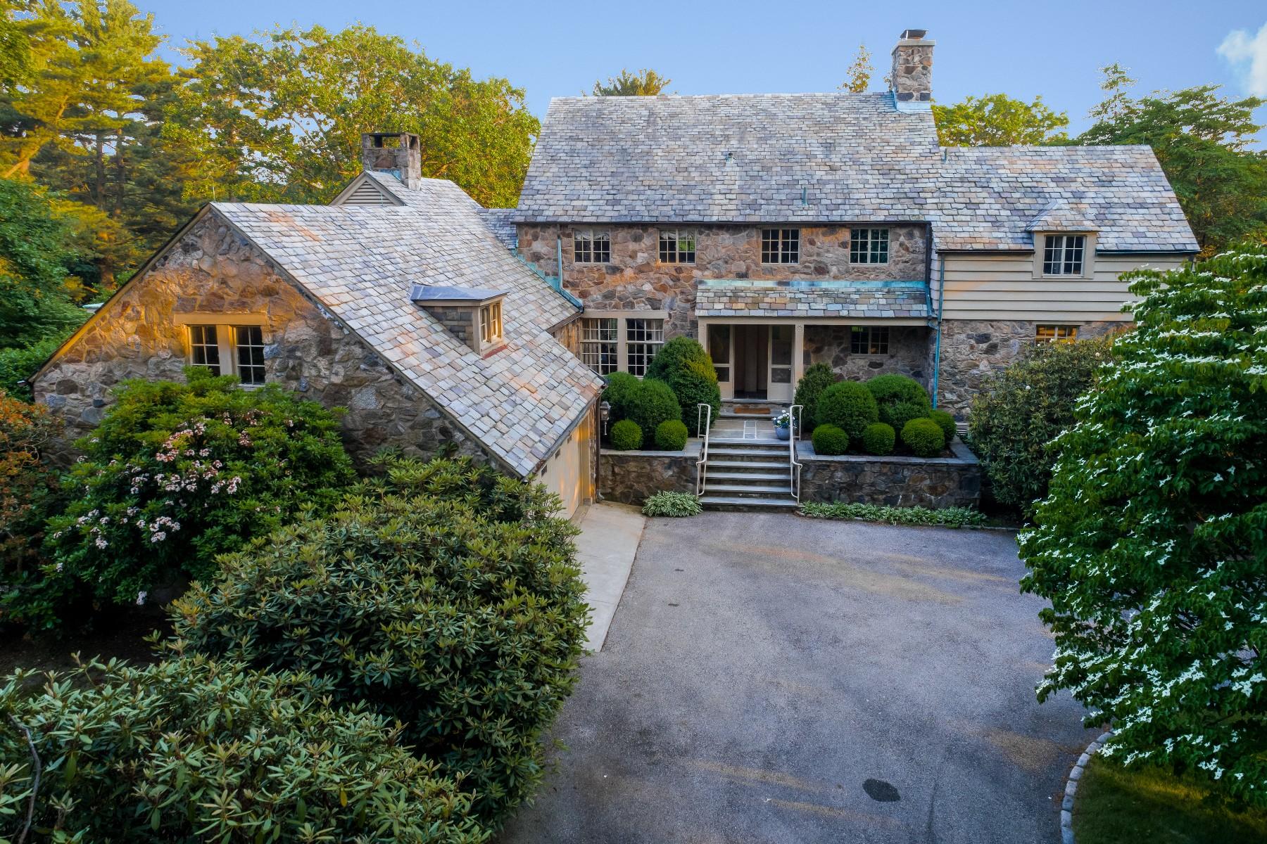 42 Old Farm Road Darien, CT 06820 - Photo 4 of 35 an aerial view of a house with a yard and potted plants