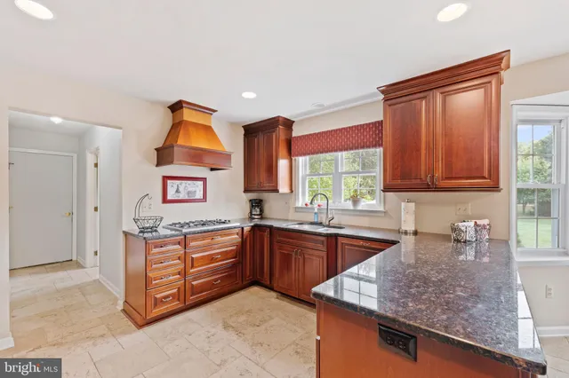 a large kitchen with lots of counter top space