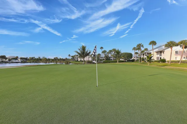 a view of a lake with houses in the back