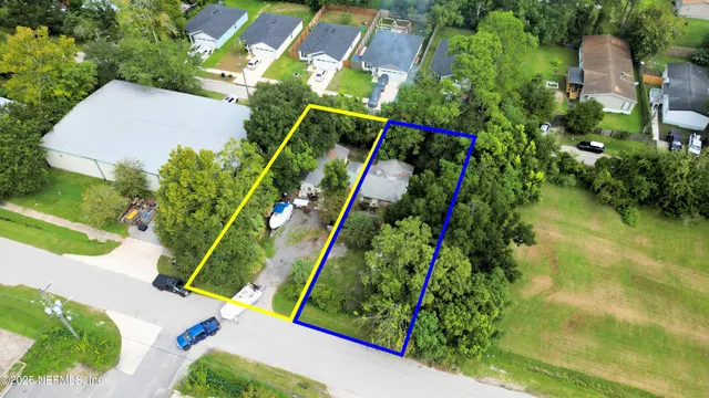 an aerial view of swimming pool