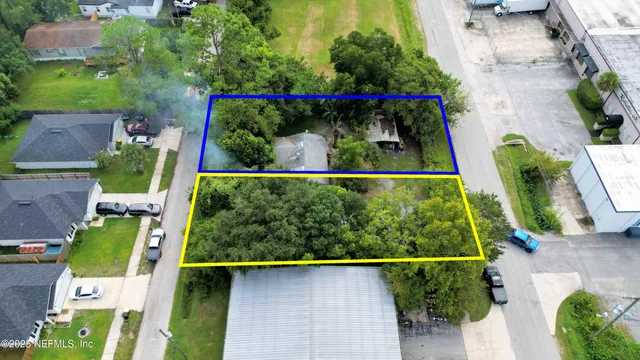 an aerial view of a house