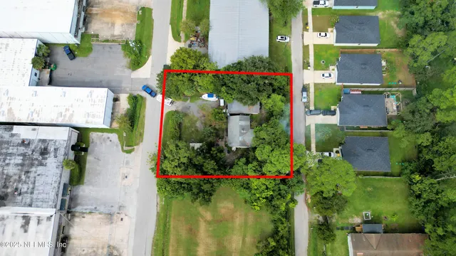 an aerial view of multiple houses