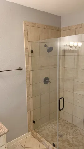 a bathroom with a shower