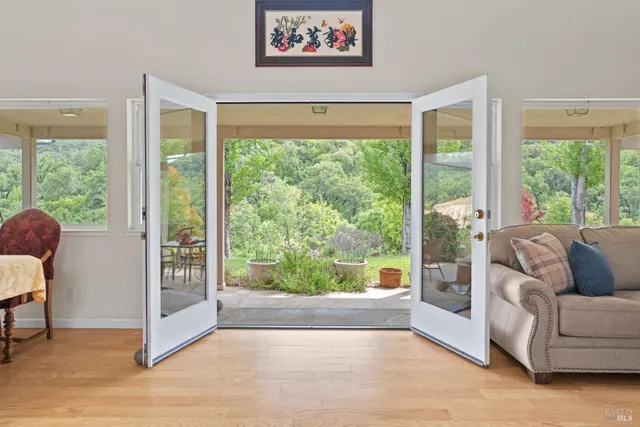 a view of a chairs in patio